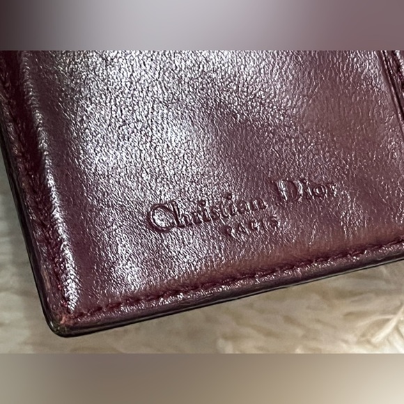 Dior Dark Maroon Embossed Leather Bifold wallet - Picture 6 of 11